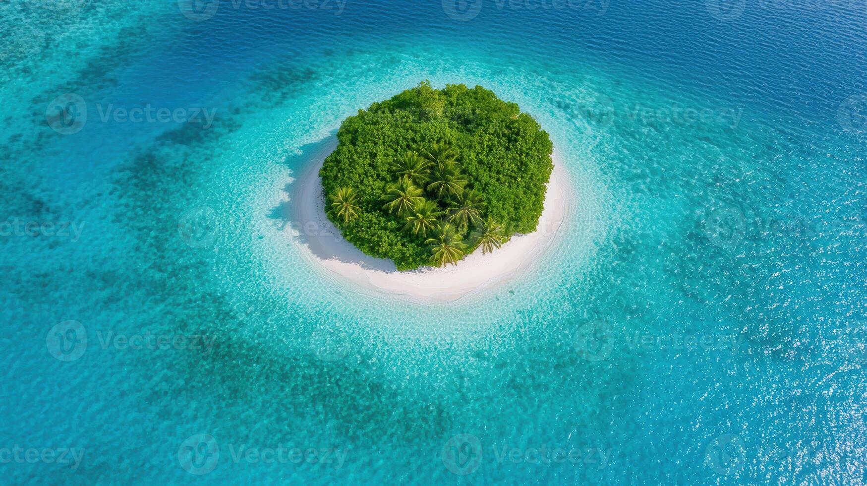 Tropical island paradise in the ocean photo