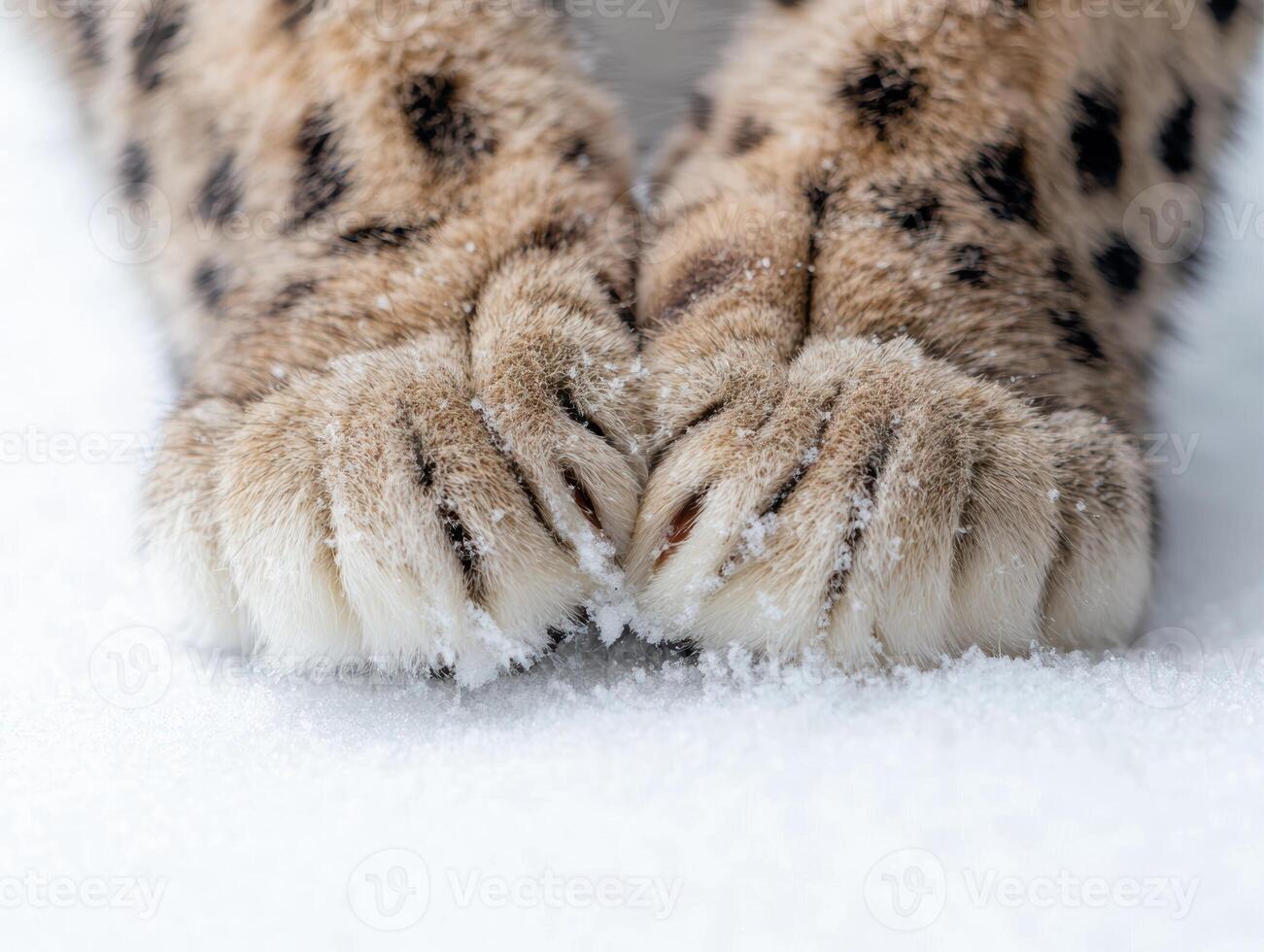 Furry paws in the snow photo