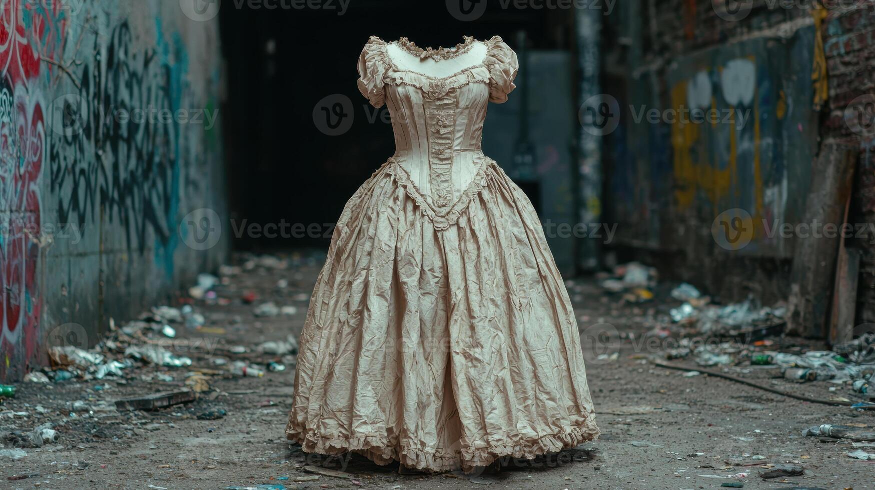 Antique Victorian era dress on display photo