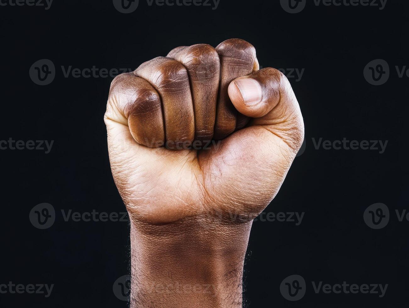 Clenched fist of a persons hand photo
