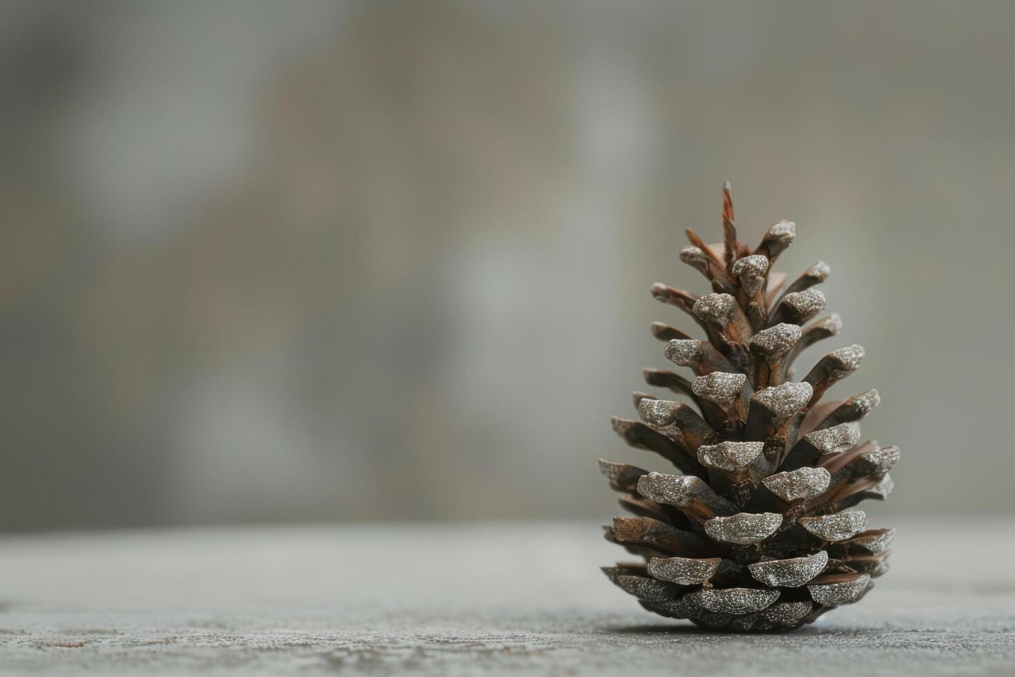 Closeup of a pine cone on a wooden surface photo