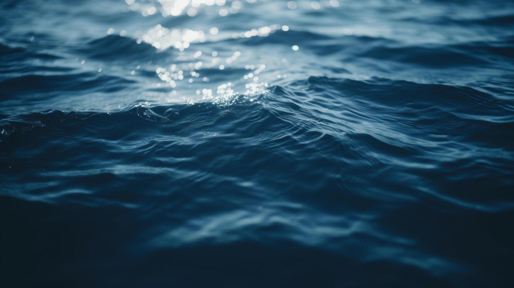 Serene ocean waves with shimmering reflections photo