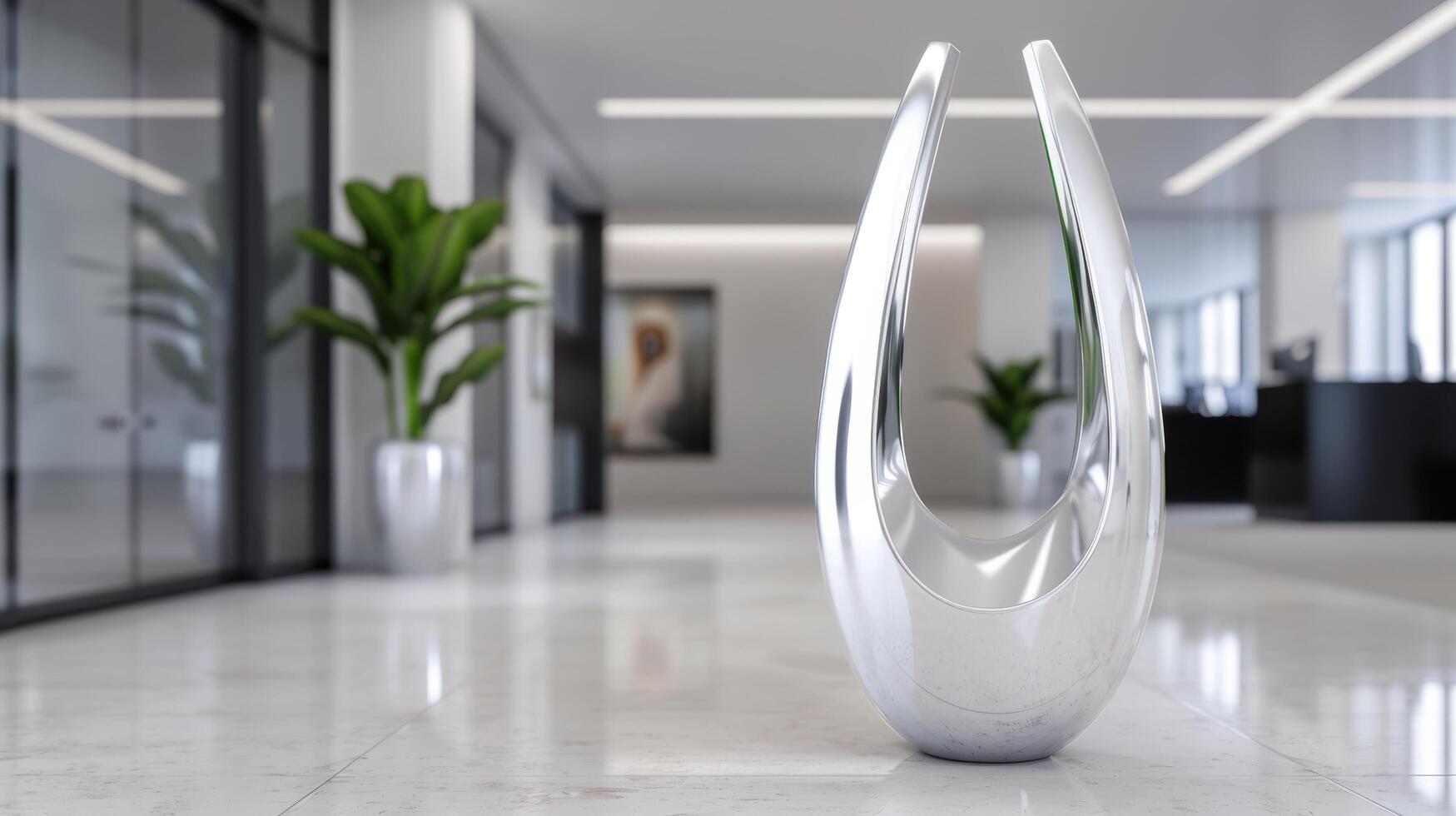 modern office decor with abstract sculpture photo