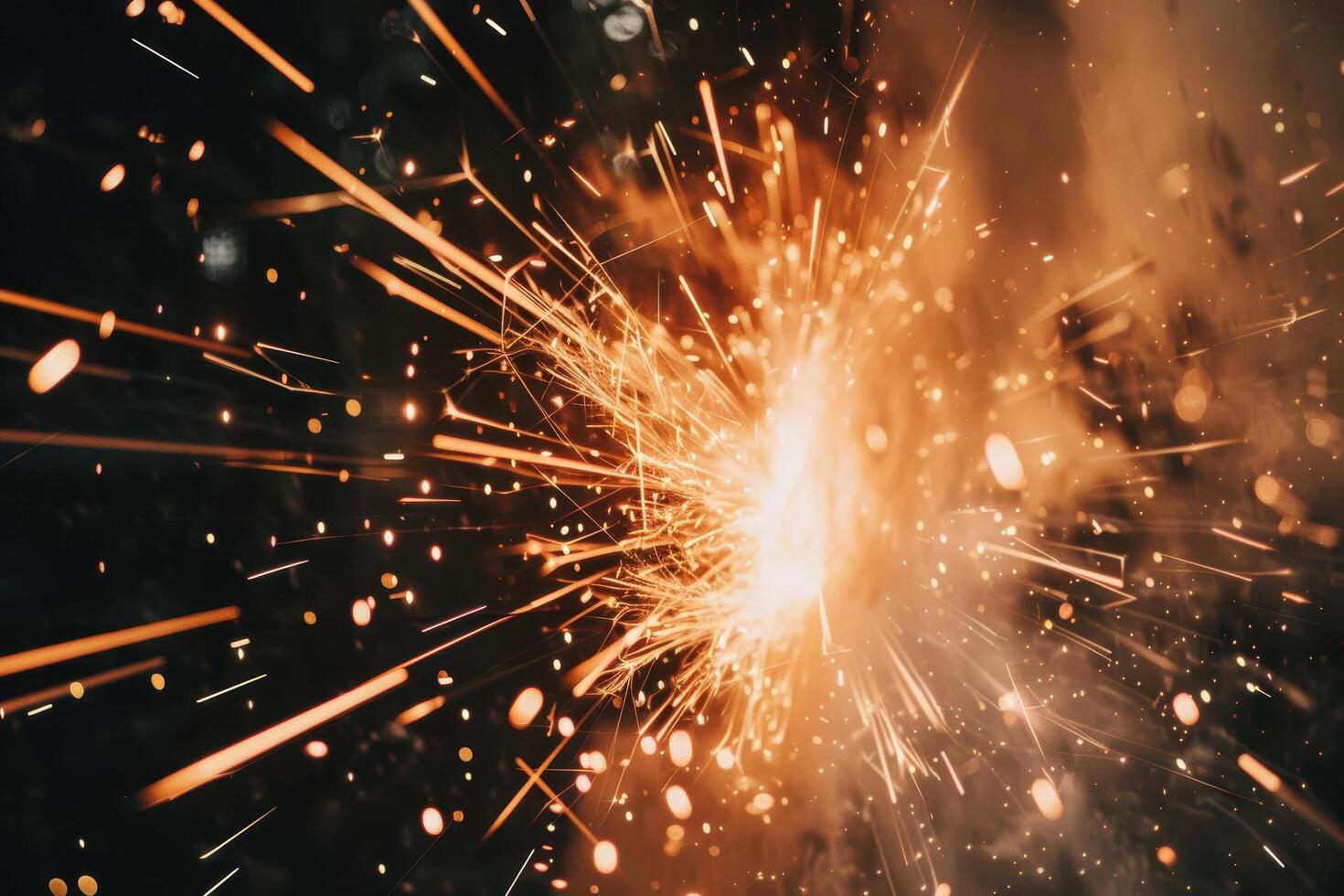 Vibrant fireworks display with bright sparks and bursts of light photo