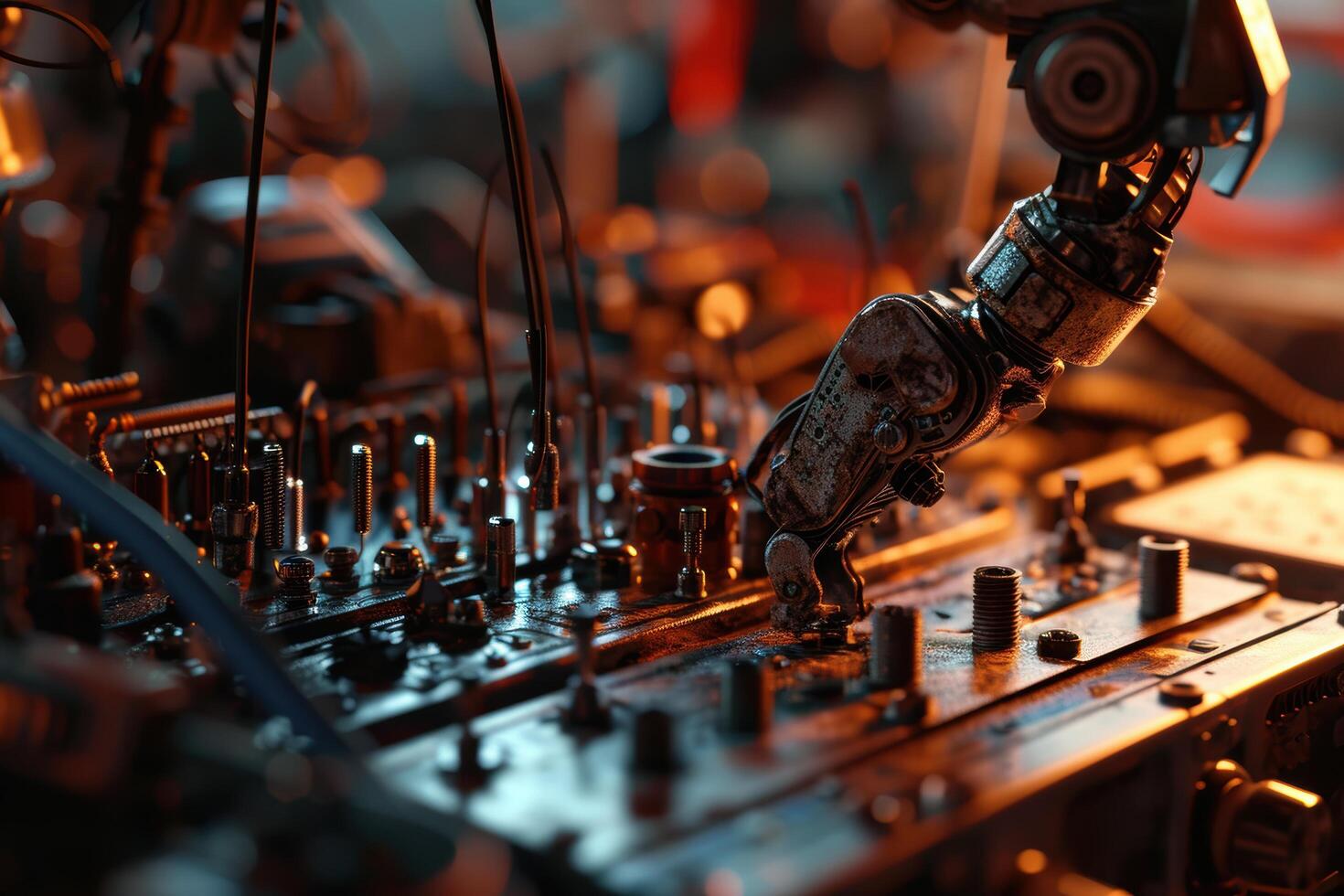 Closeup of a mechanical engineering workbench photo