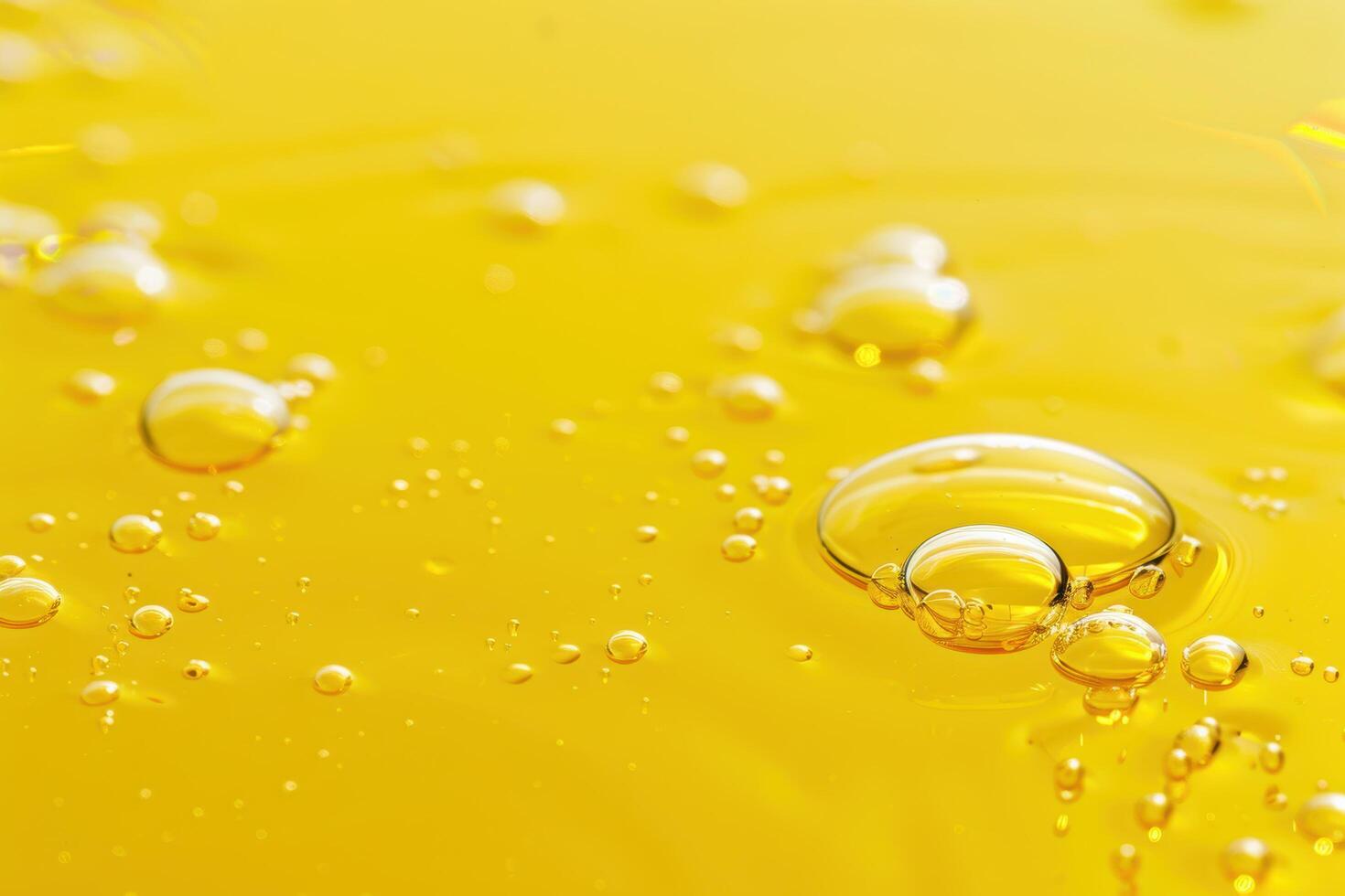 Vibrant yellow background with oil droplets photo