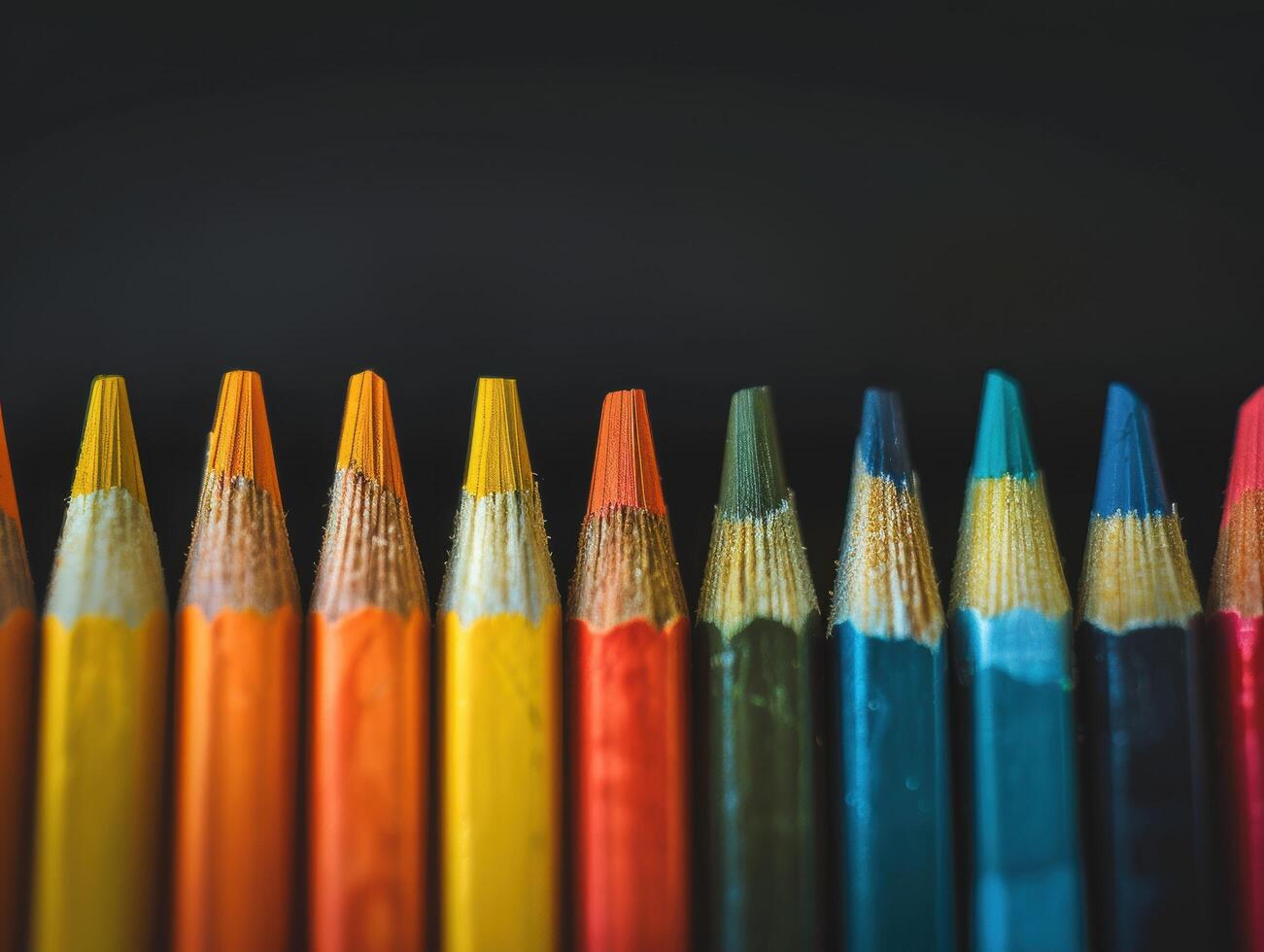 Vibrant colored pencils in a row photo
