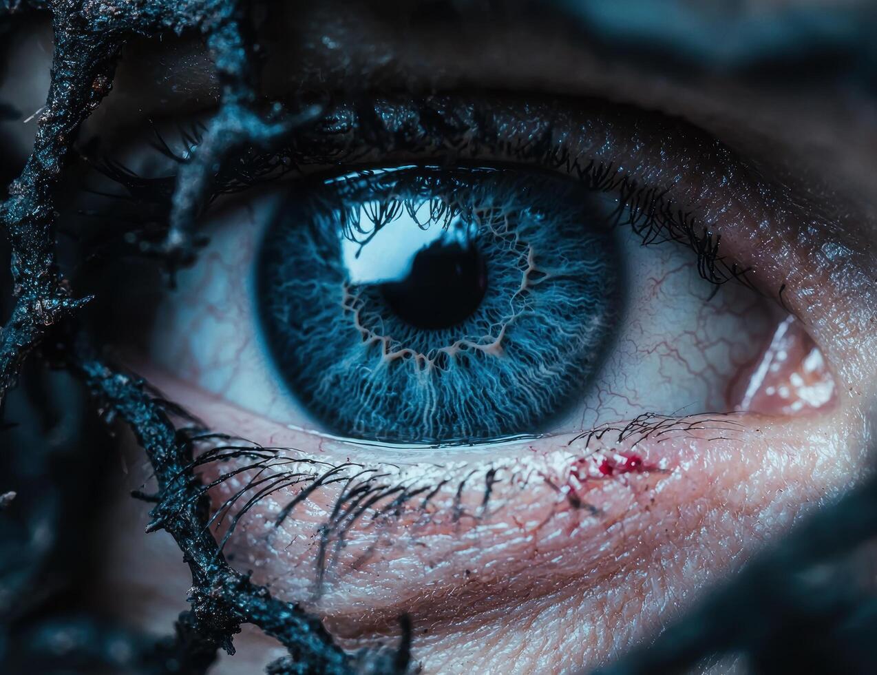 Closeup of a stunning blue eye photo