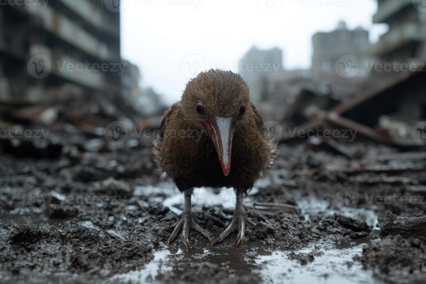 Close up of a curious bird in an urban environment photo