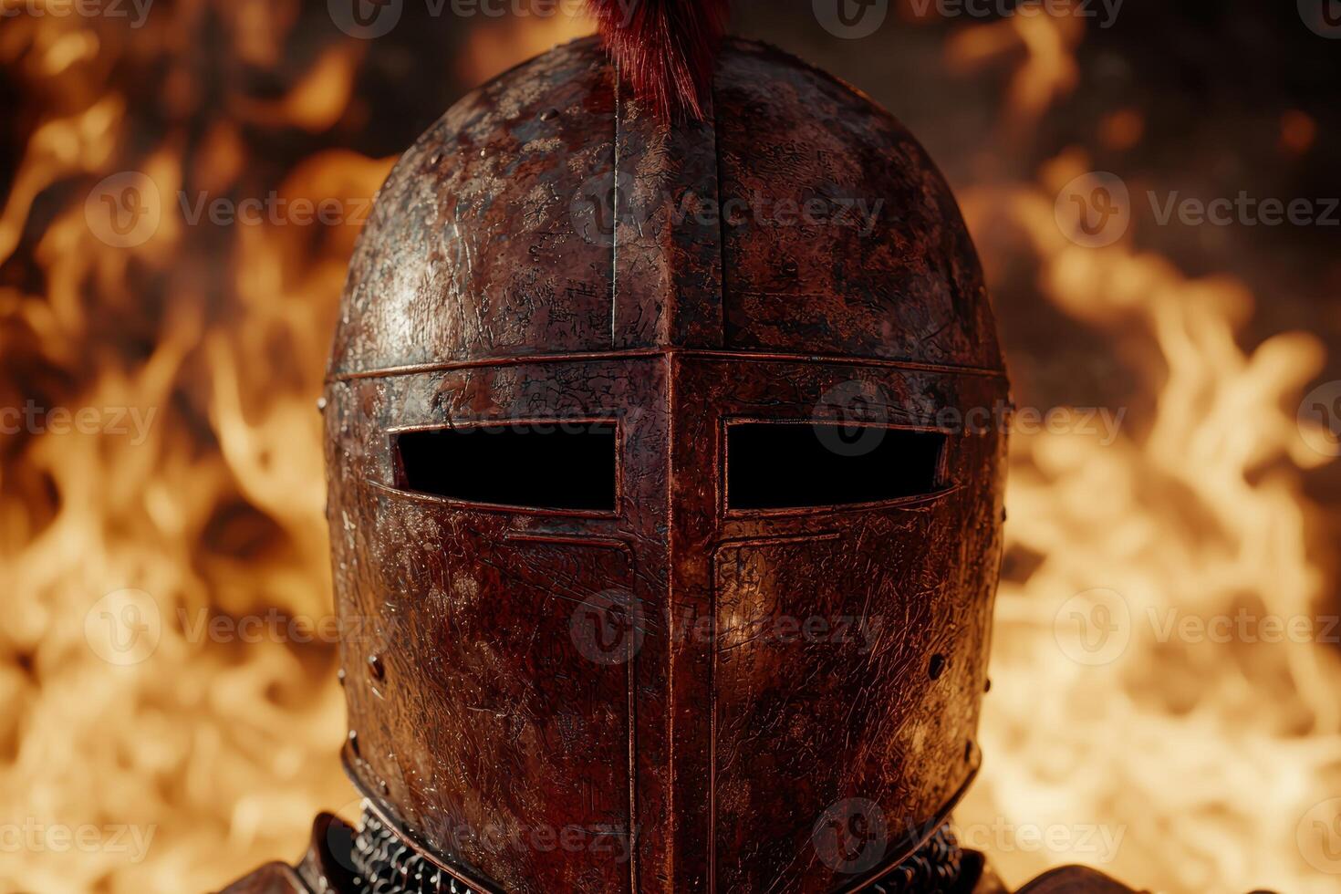 Closeup of an ancient warriors helmet photo