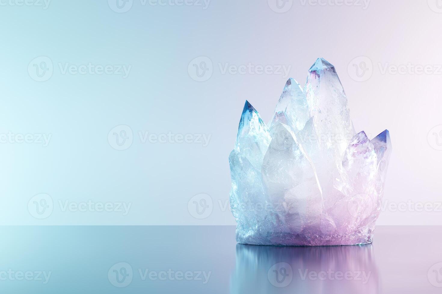 Iridescent crystal formation on reflective surface photo