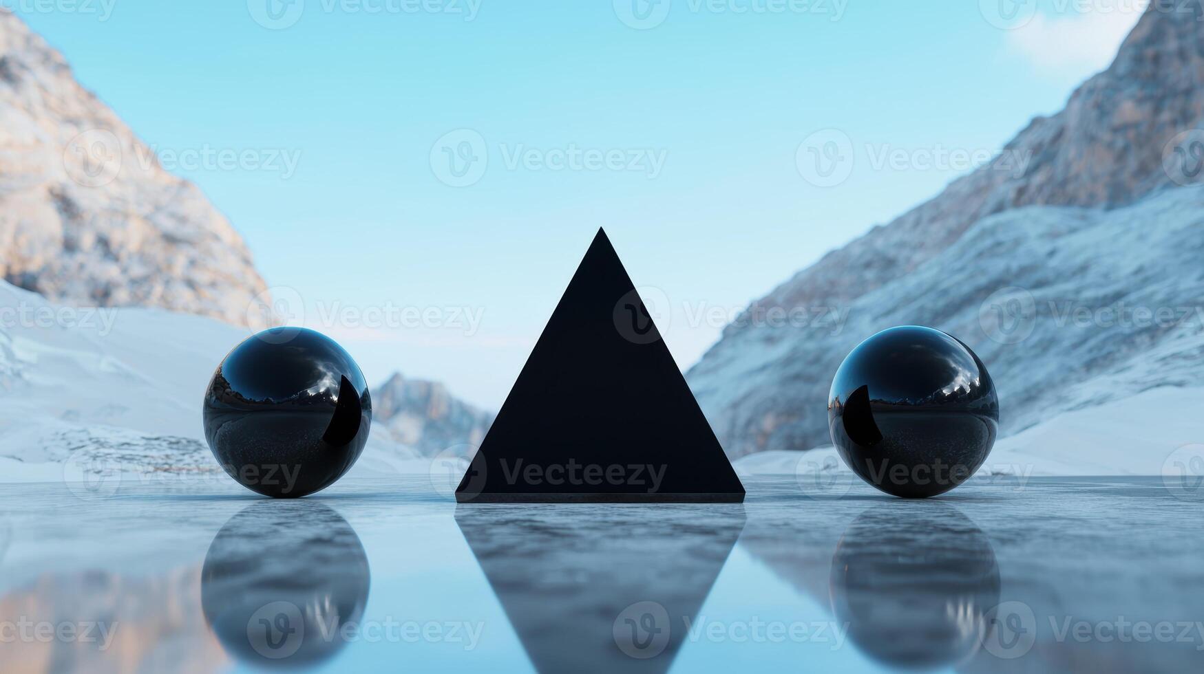 Geometric shapes in a serene winter landscape photo