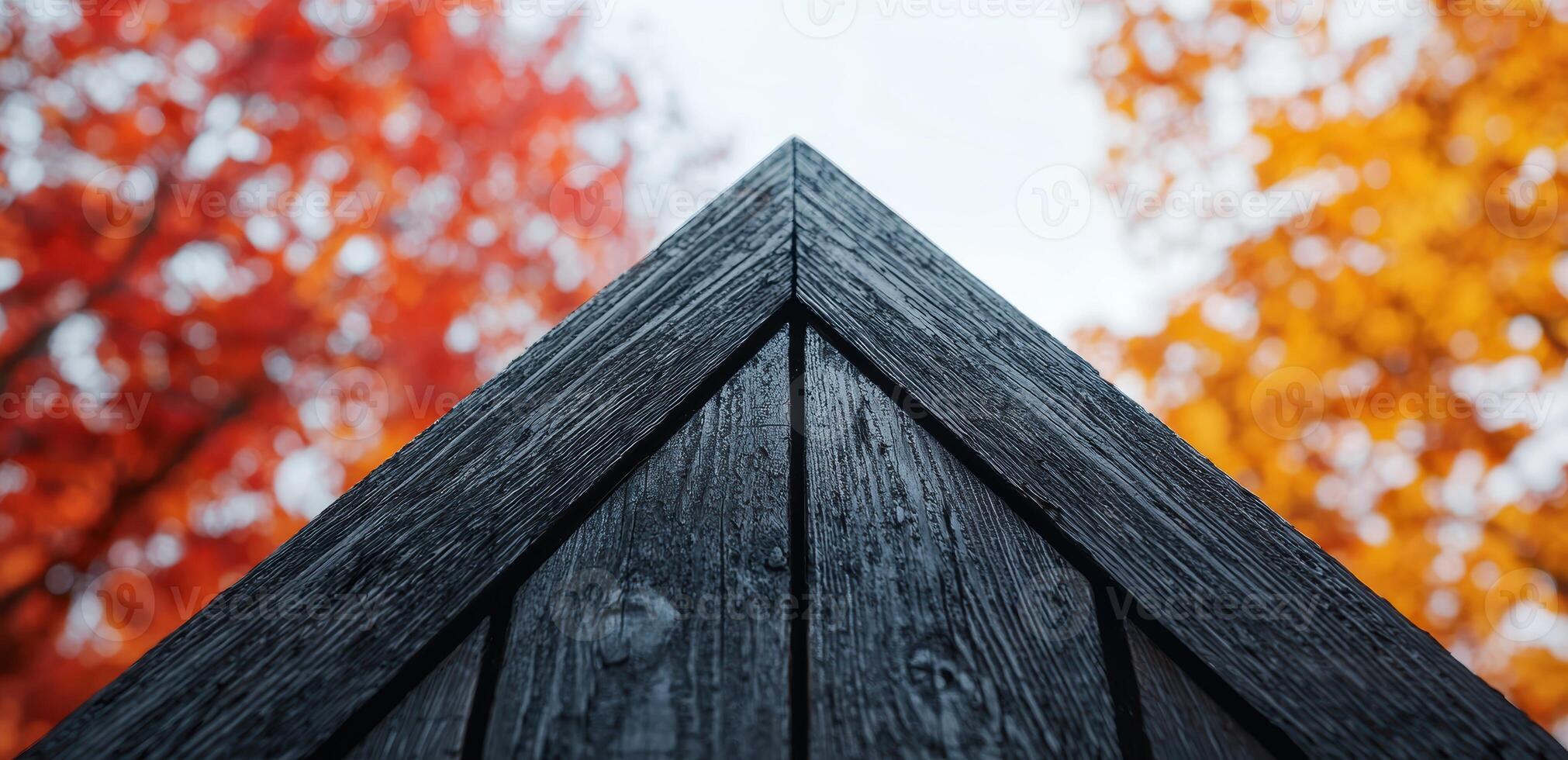 Autumn leaves and wooden structure photo