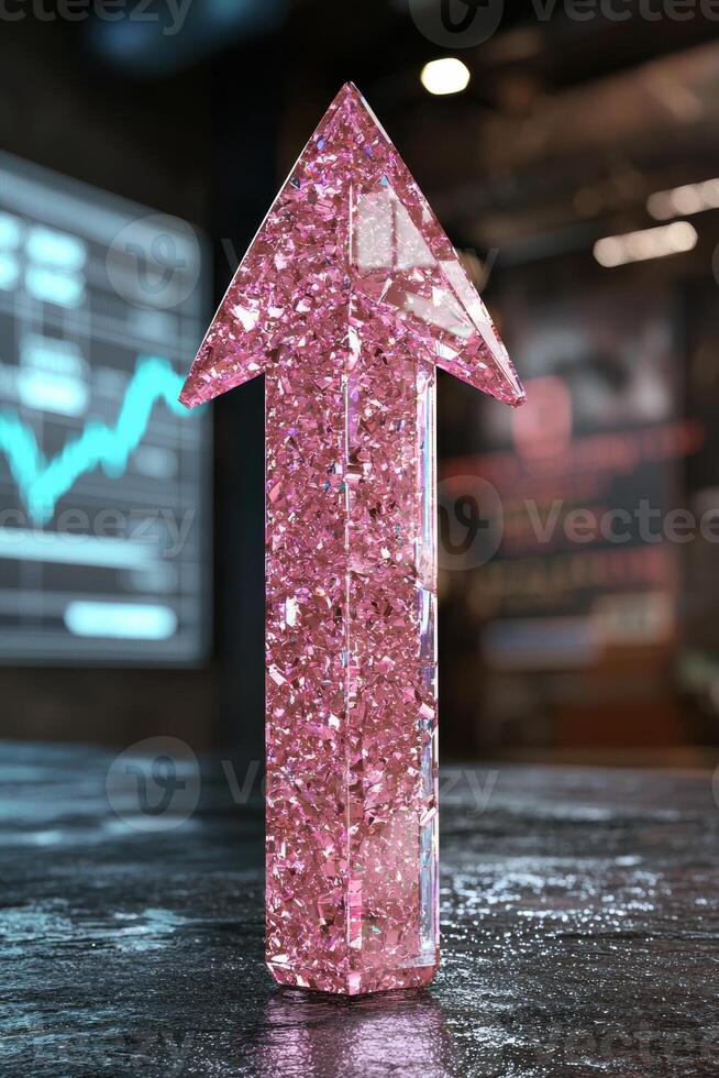 reluciente rosado cristal flecha señalando hacia arriba foto