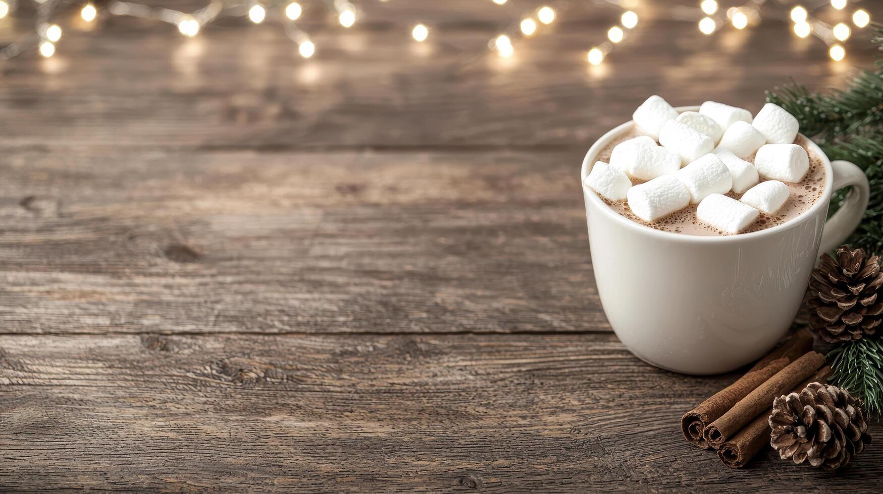 cozy winter hot chocolate with marshmallows photo
