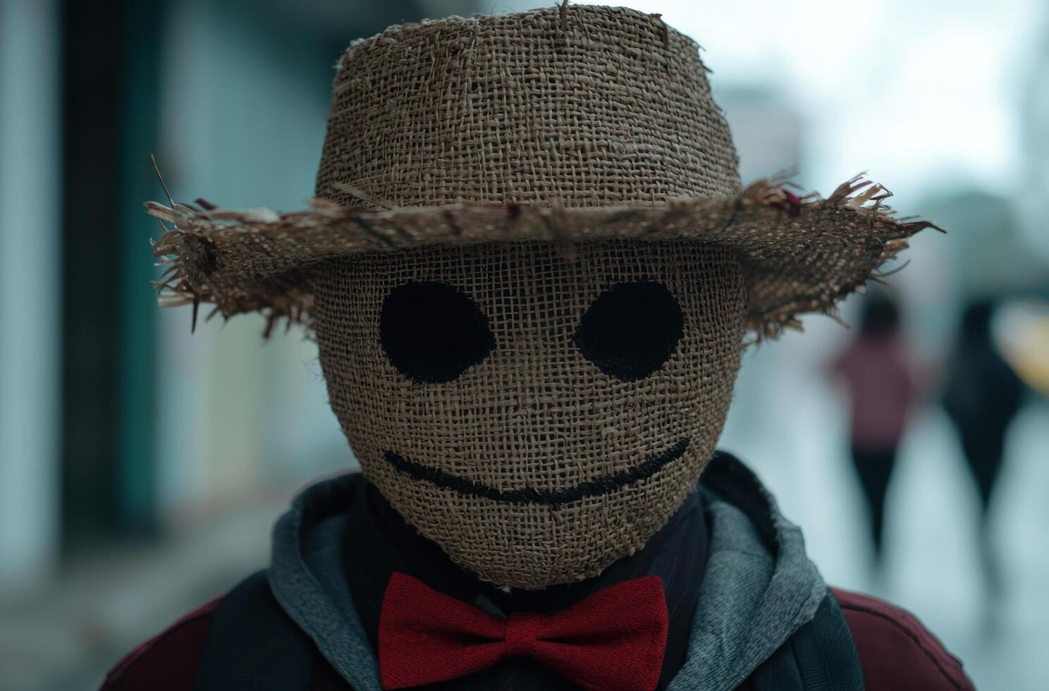 smiling scarecrow with red bowtie photo