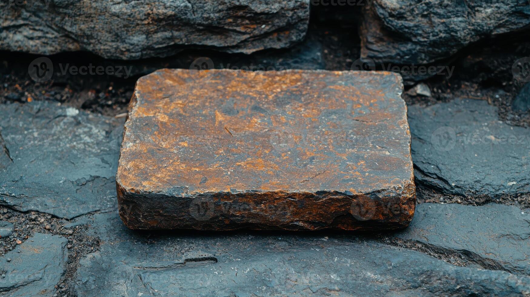Rugged rock slab with natural textures and patterns photo