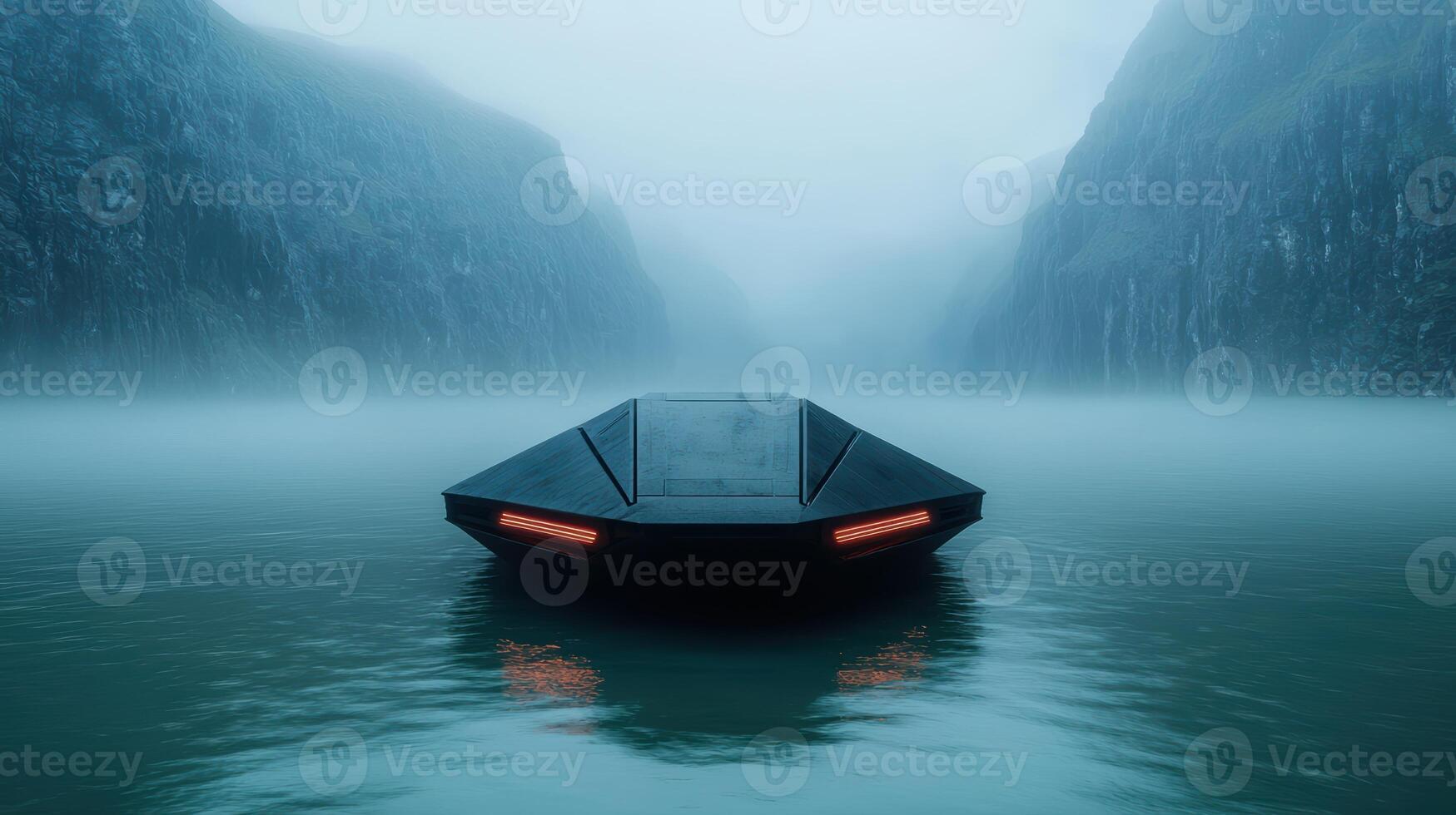 Mysterious Boat on Misty Lake photo