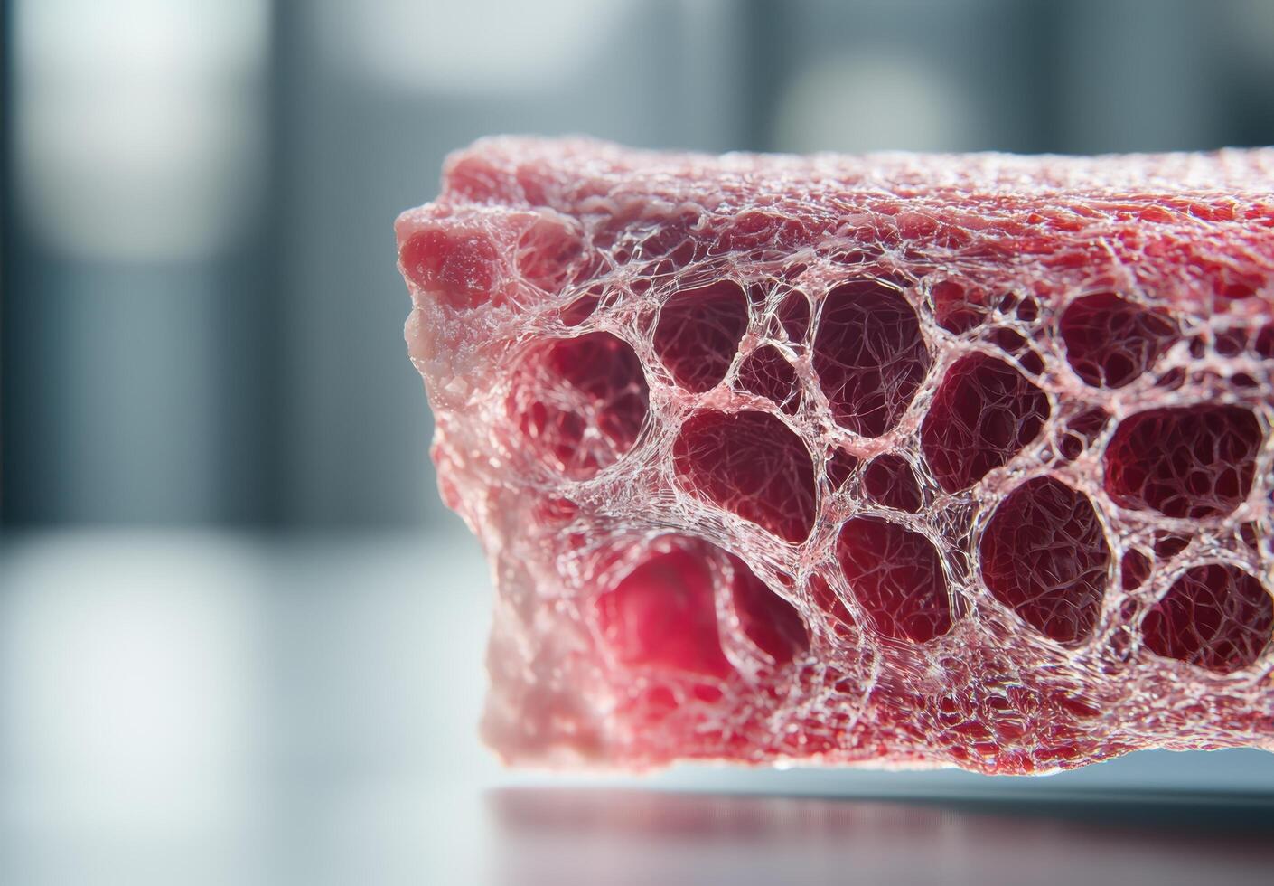 Close up of raw meat with intricate texture photo