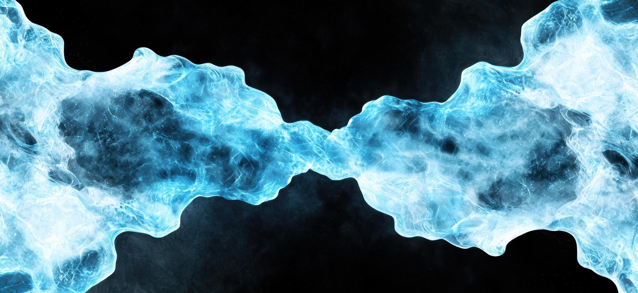 Icy blue smoke swirls against a dark background photo