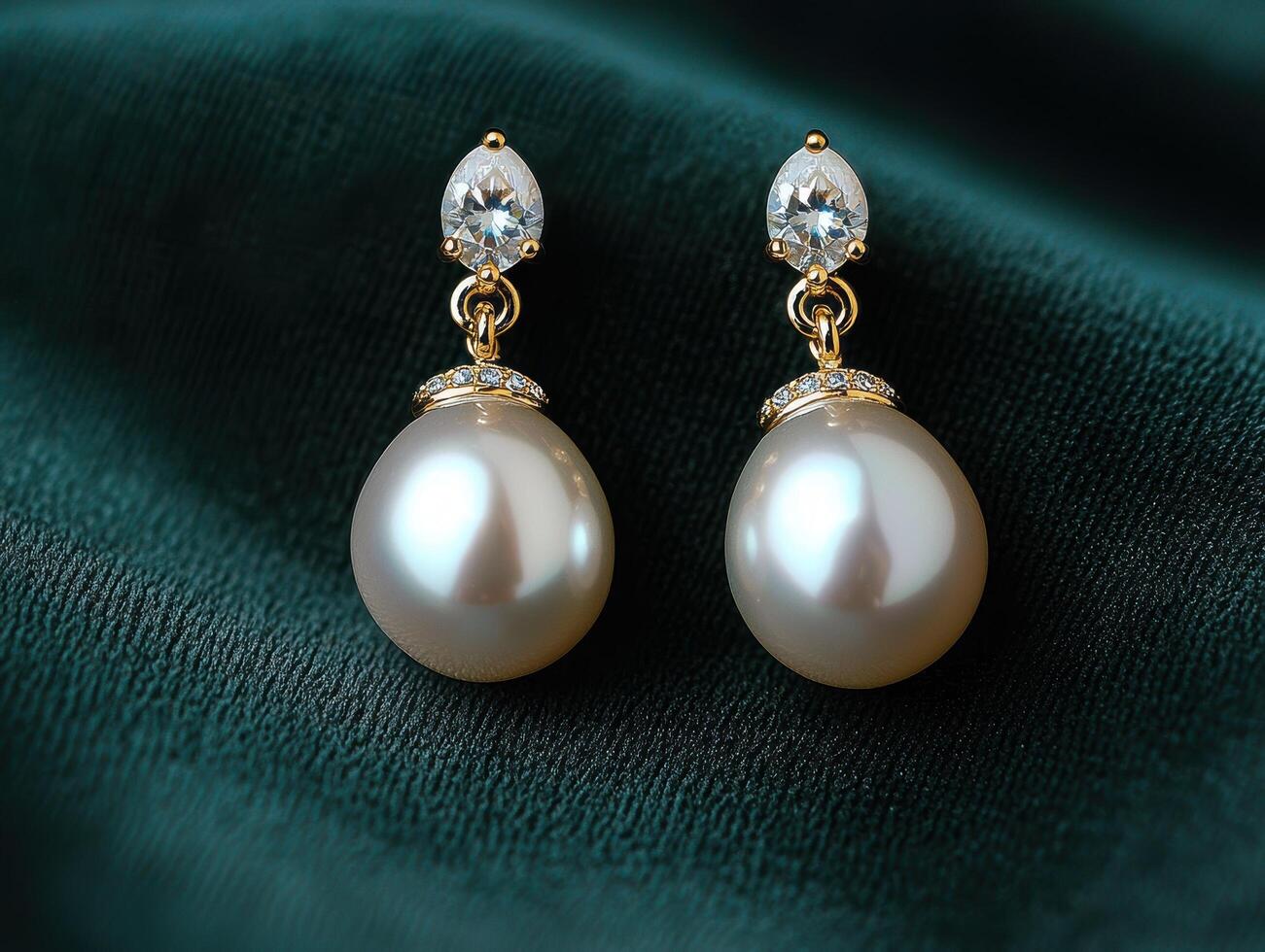 Elegant pearl and diamond earrings photo
