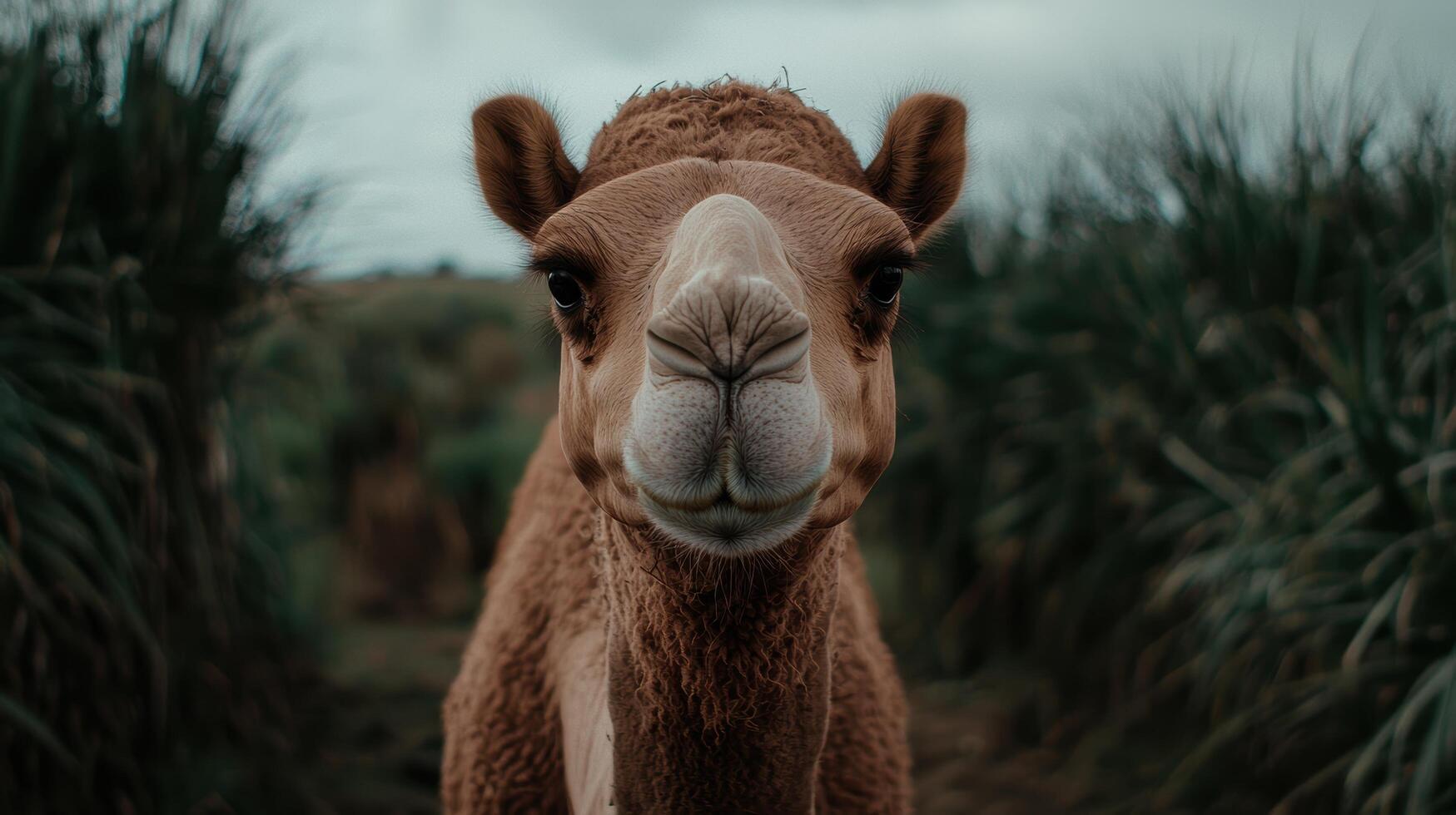 close up portrait of a curious camel photo