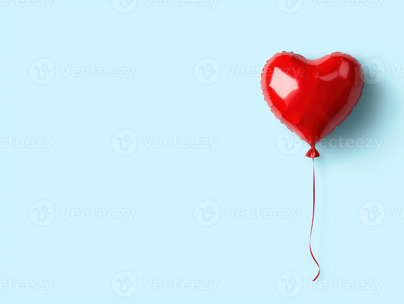 red heart shaped balloon on blue background photo