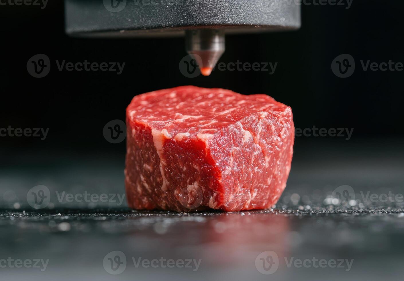 Close up of raw meat being prepared for cooking photo