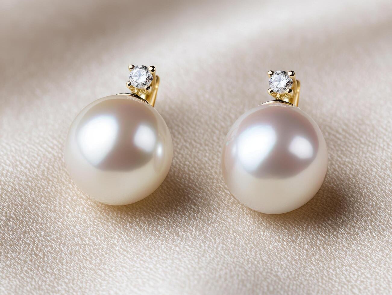 Elegant pearl earrings with diamond accents photo