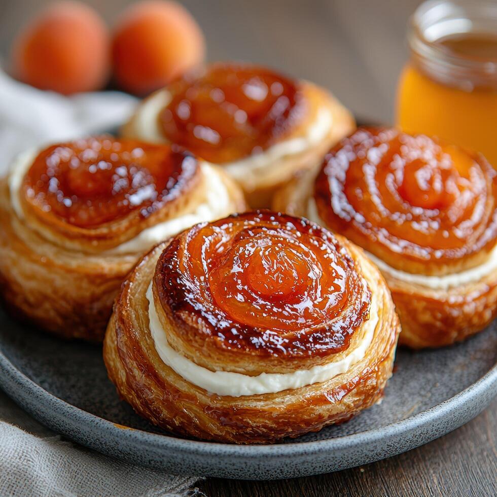 Delicious homemade pastries with apricot jam photo