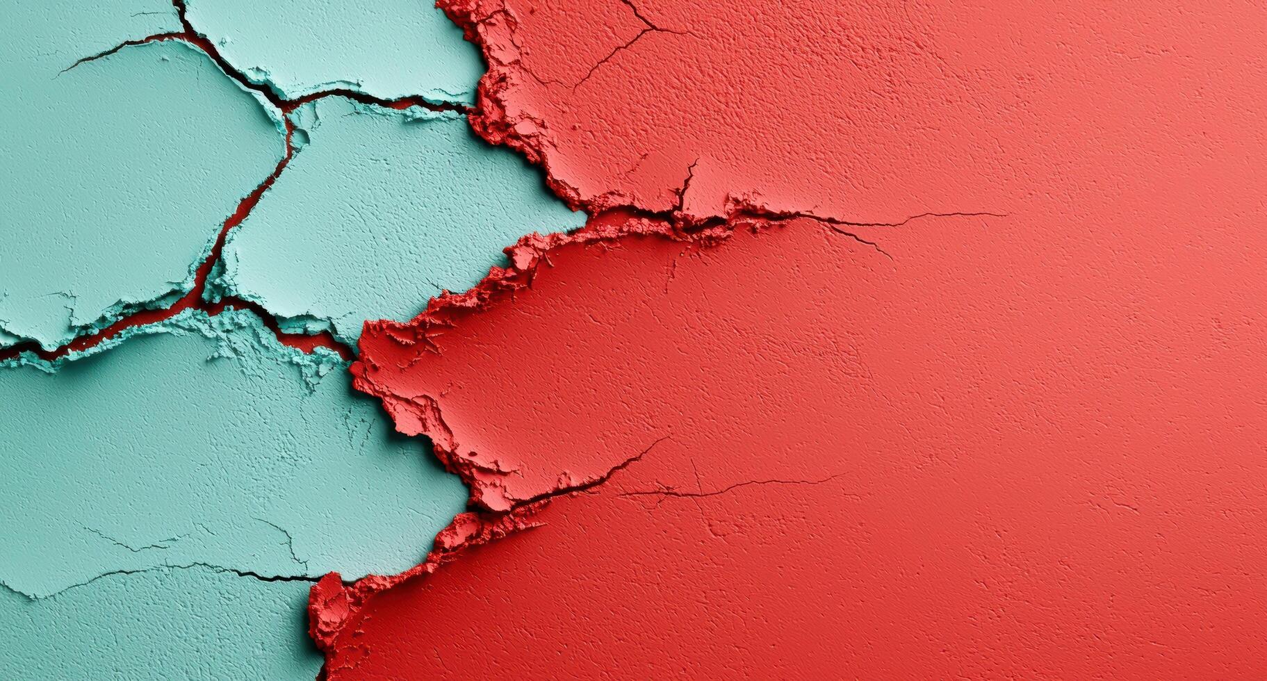 Cracked and textured wall surface with contrasting colors photo