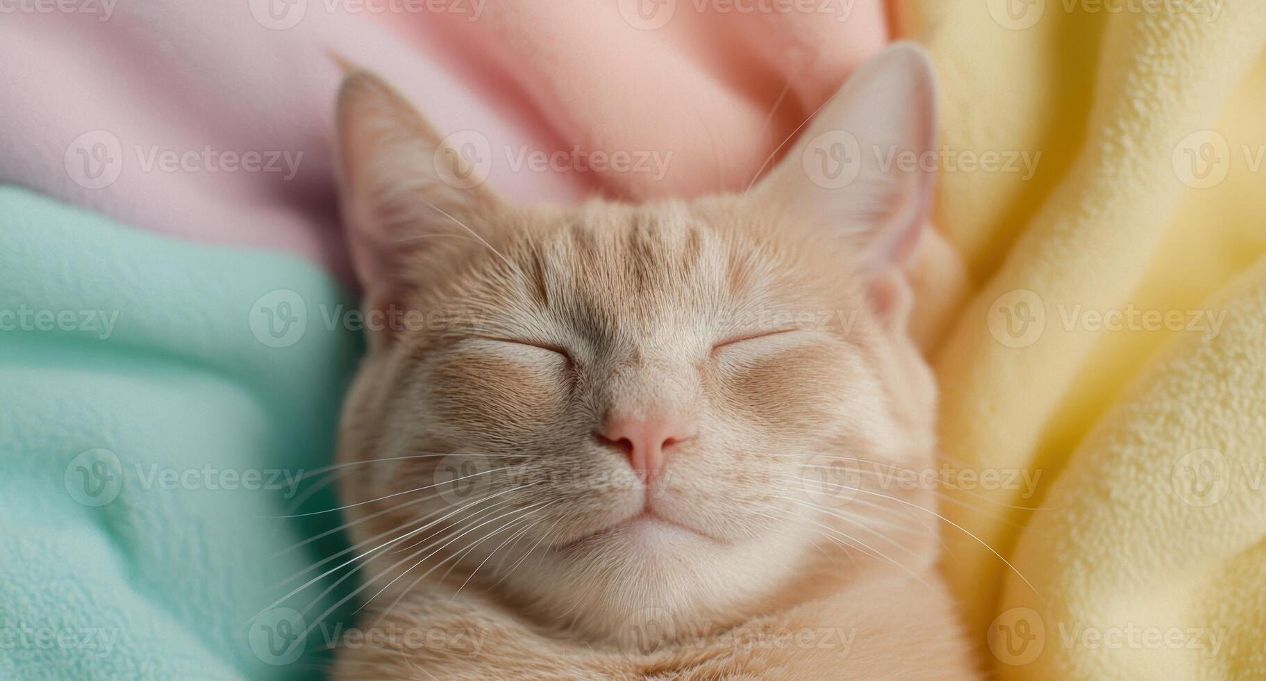 Cute sleeping cat close up photo