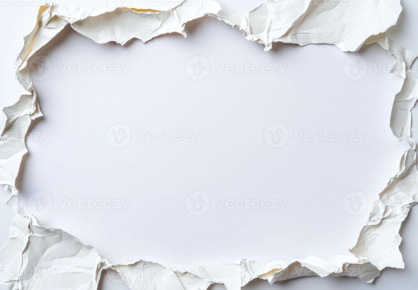 torn paper frame on white background photo