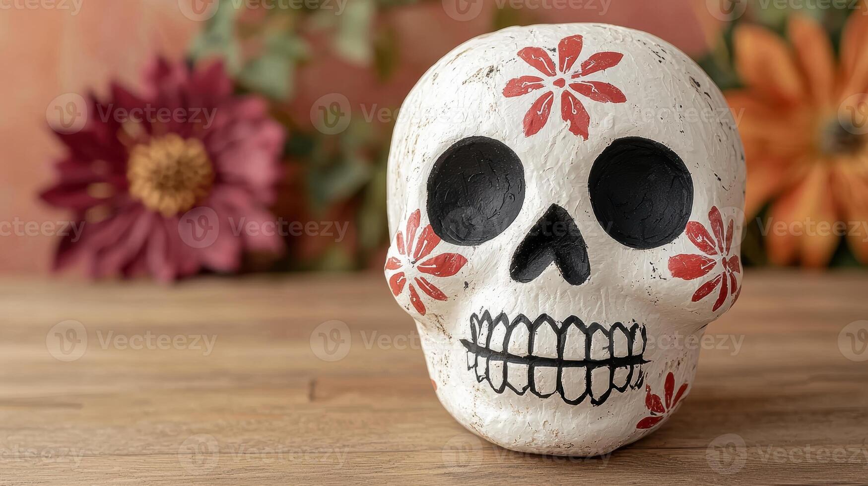 Decorative skull with floral designs photo