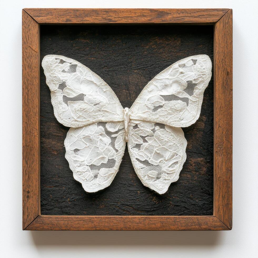 Framed lace butterfly art photo