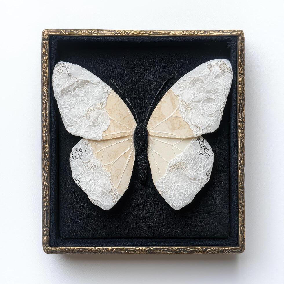Artistic butterfly decoration in framed display photo