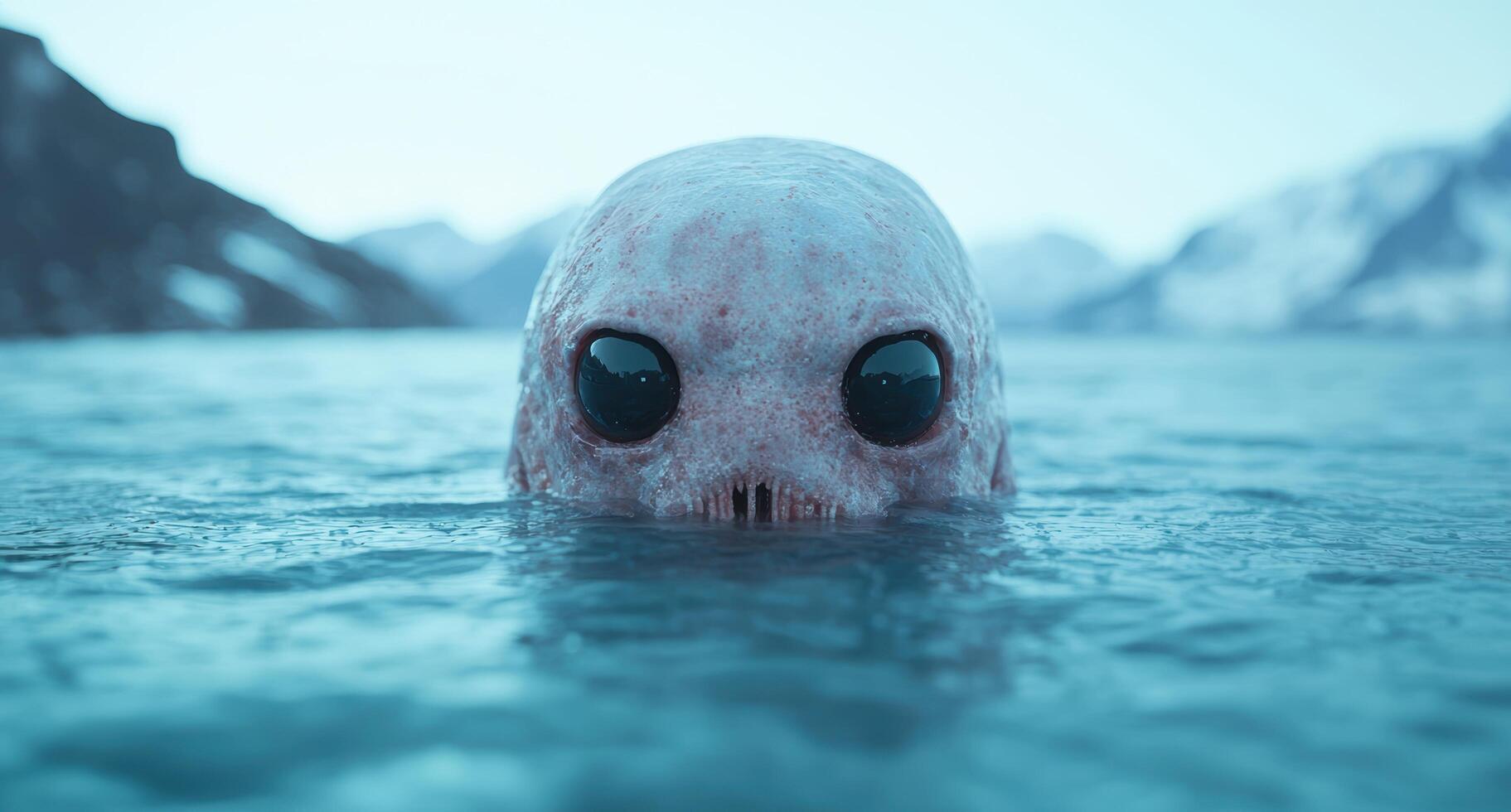 Mysterious creature emerging from the deep blue sea photo