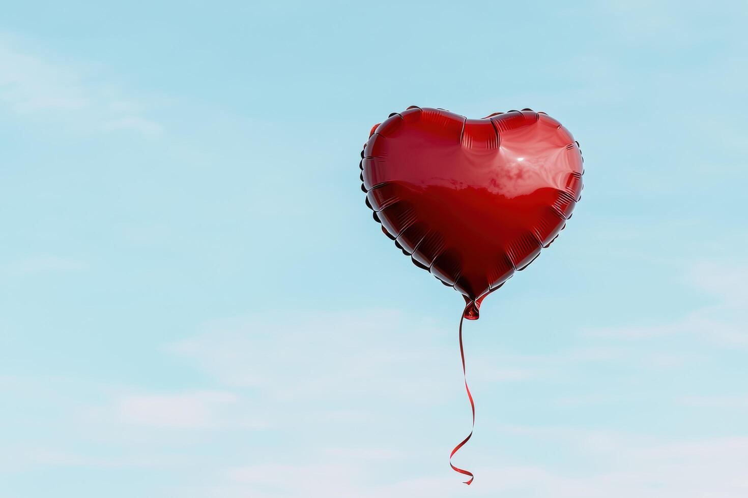 red heart shaped balloon floating in the sky photo