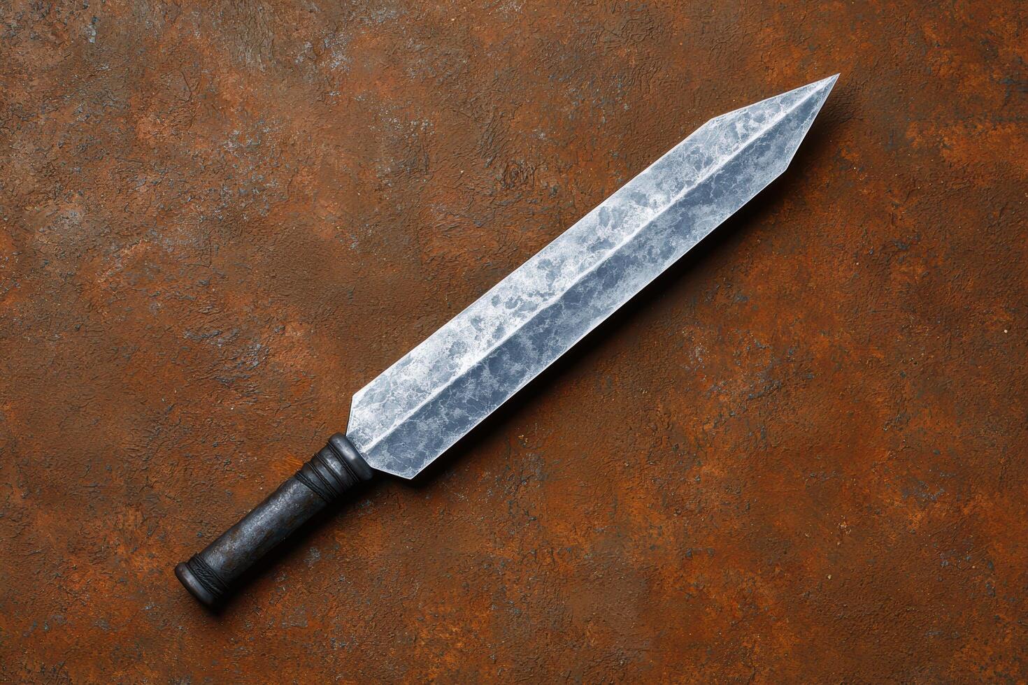 Rusty metal surface with a sharp knife photo
