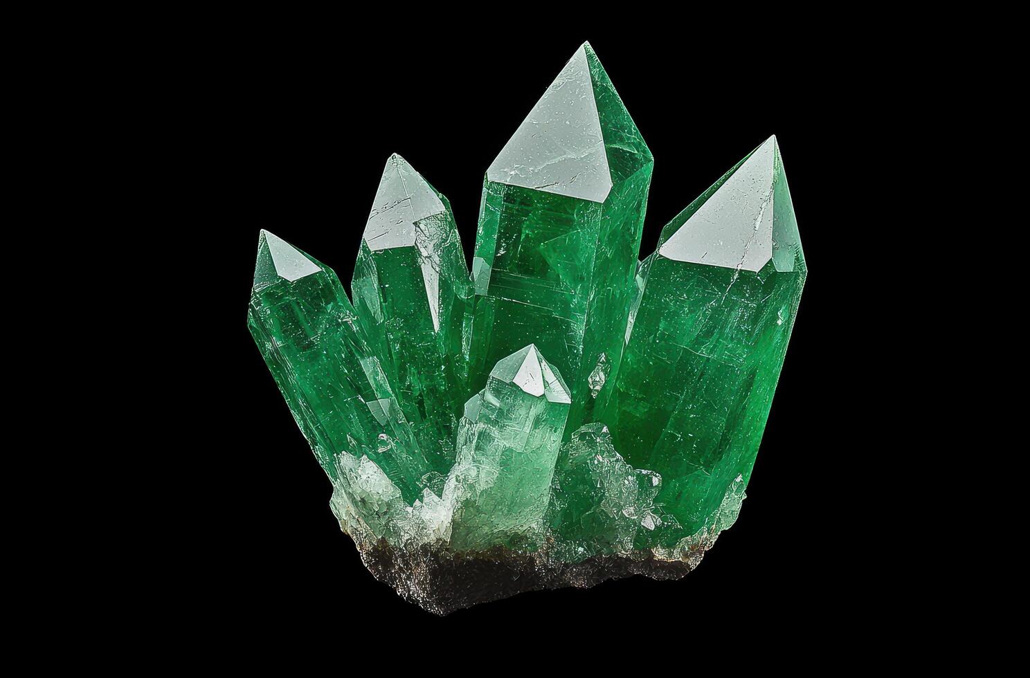 Vibrant green quartz crystal cluster photo