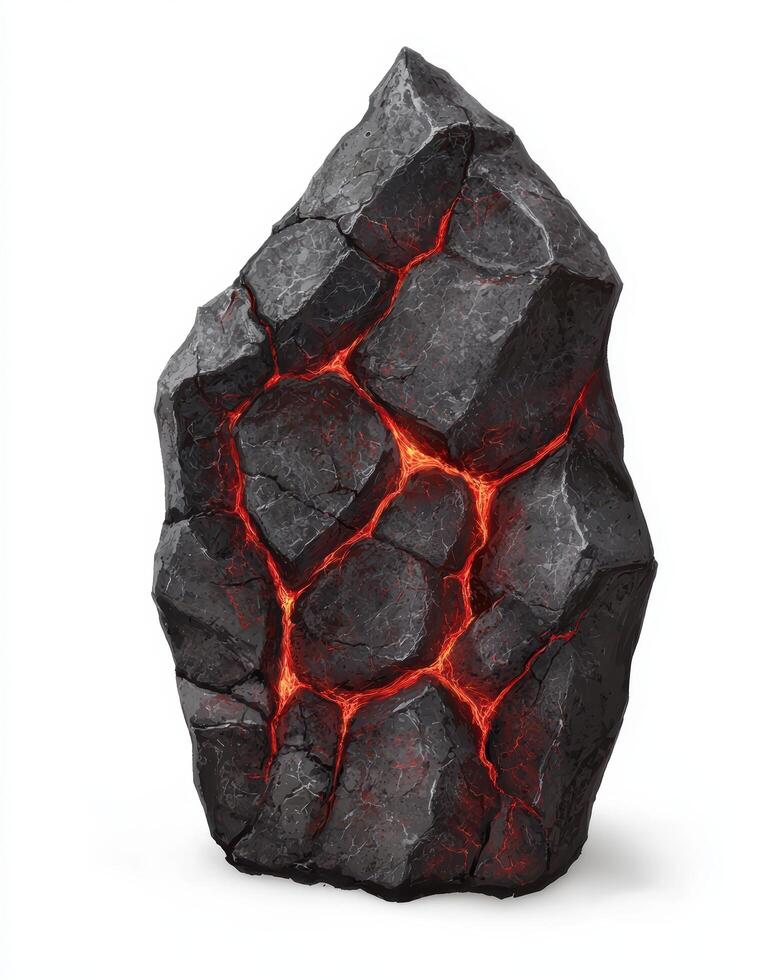 Glowing Molten Rock Embedded in Dark Stone photo