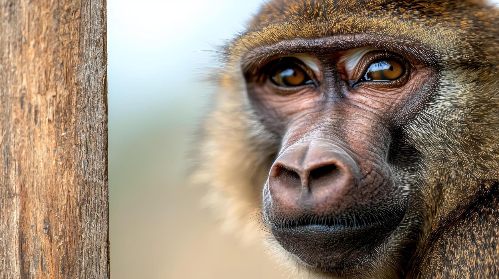close up portrait of a baboon photo