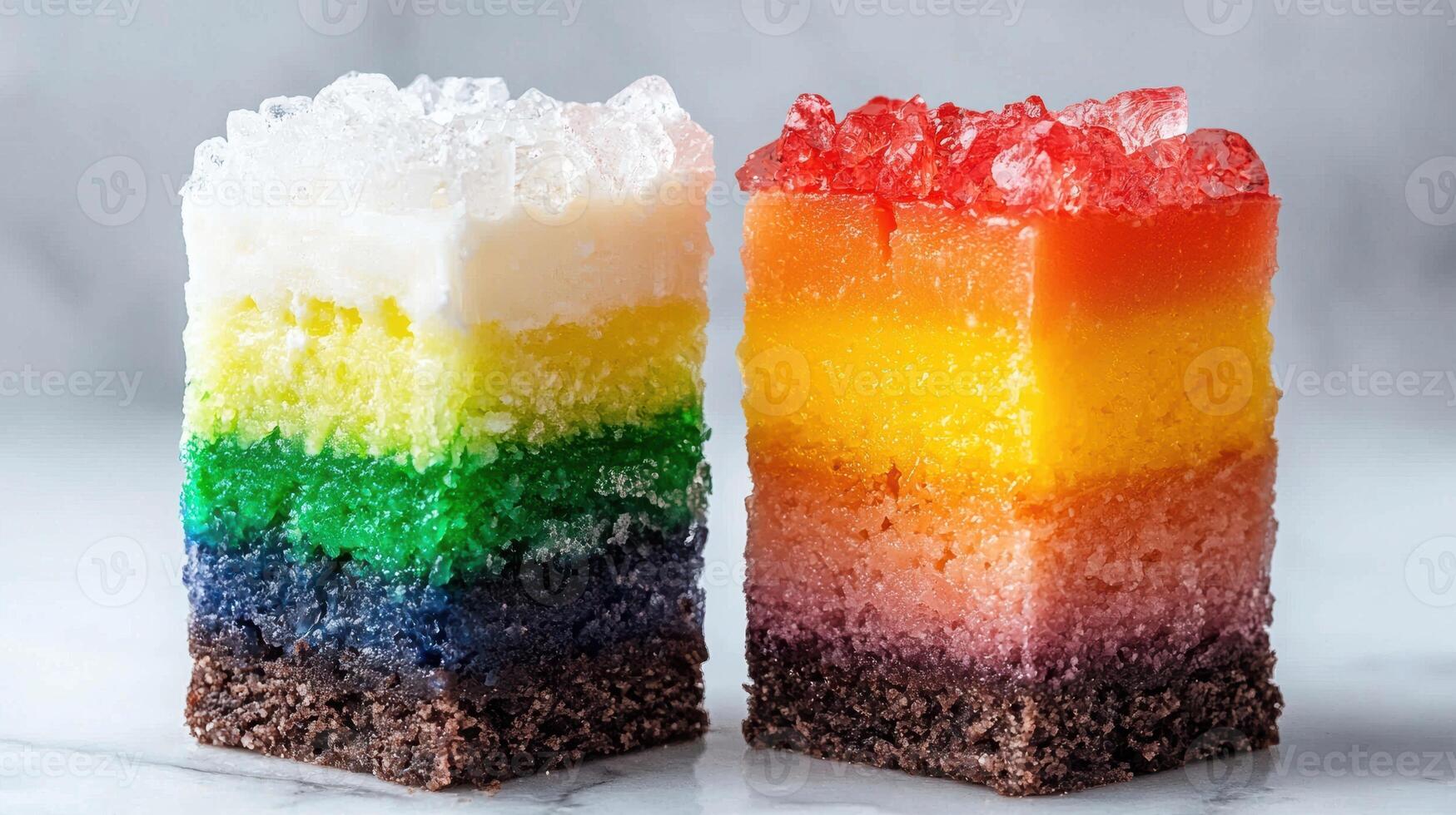Colorful layered gelatin dessert photo