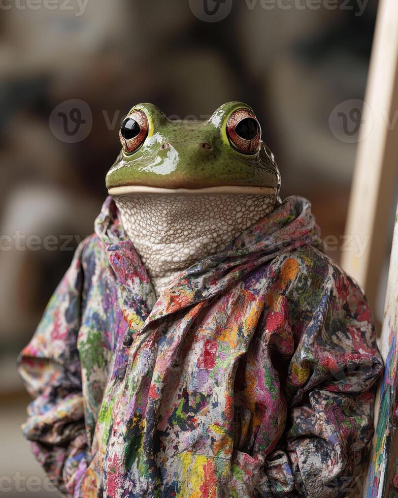 Colorful frog in a vibrant coat photo