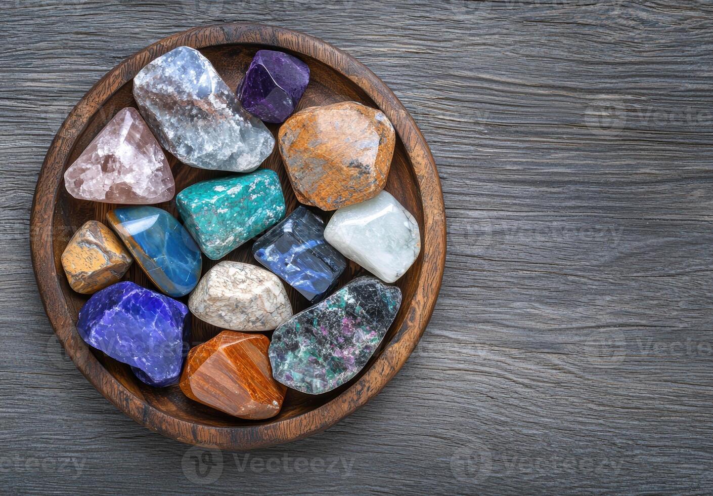 Assortment of natural gemstones and crystals photo