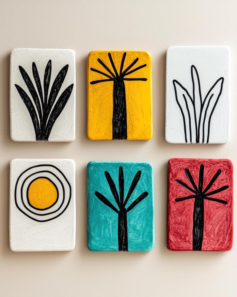 abstract geometric shapes and patterns on ceramic tiles photo