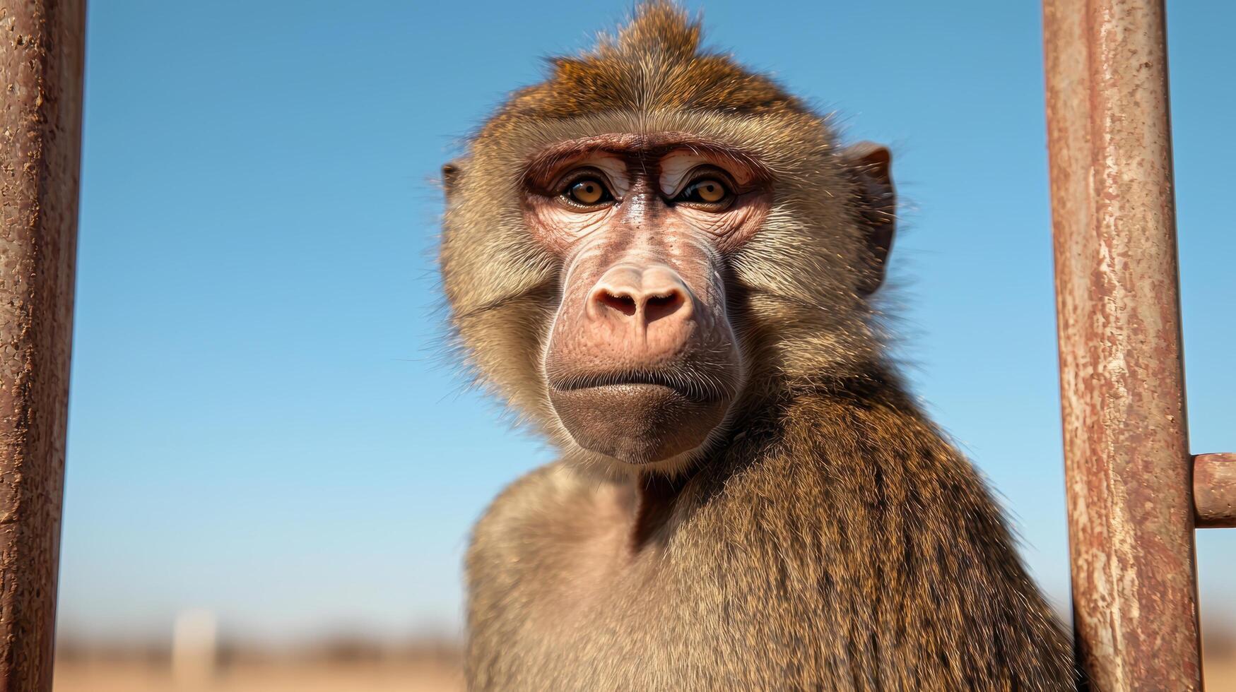 close up portrait of a baboon photo