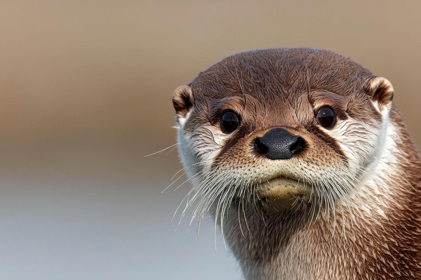 close up portrait of a curious otter photo