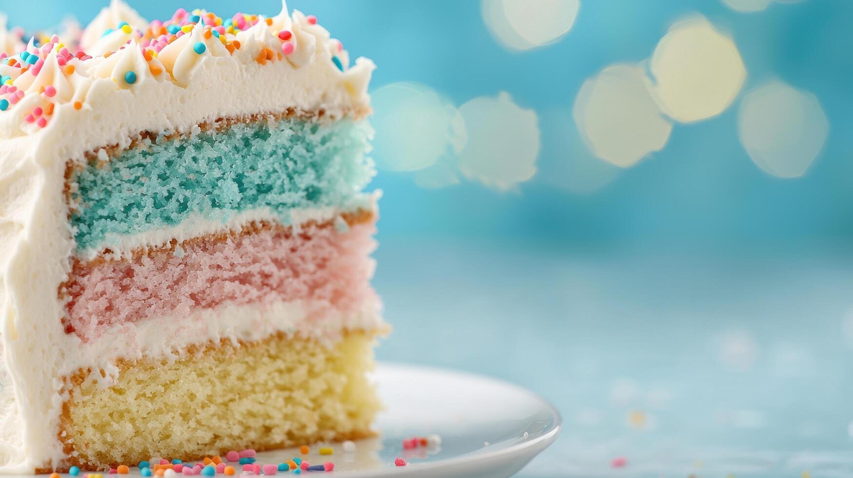 A slice of cake with sprinkles on top photo