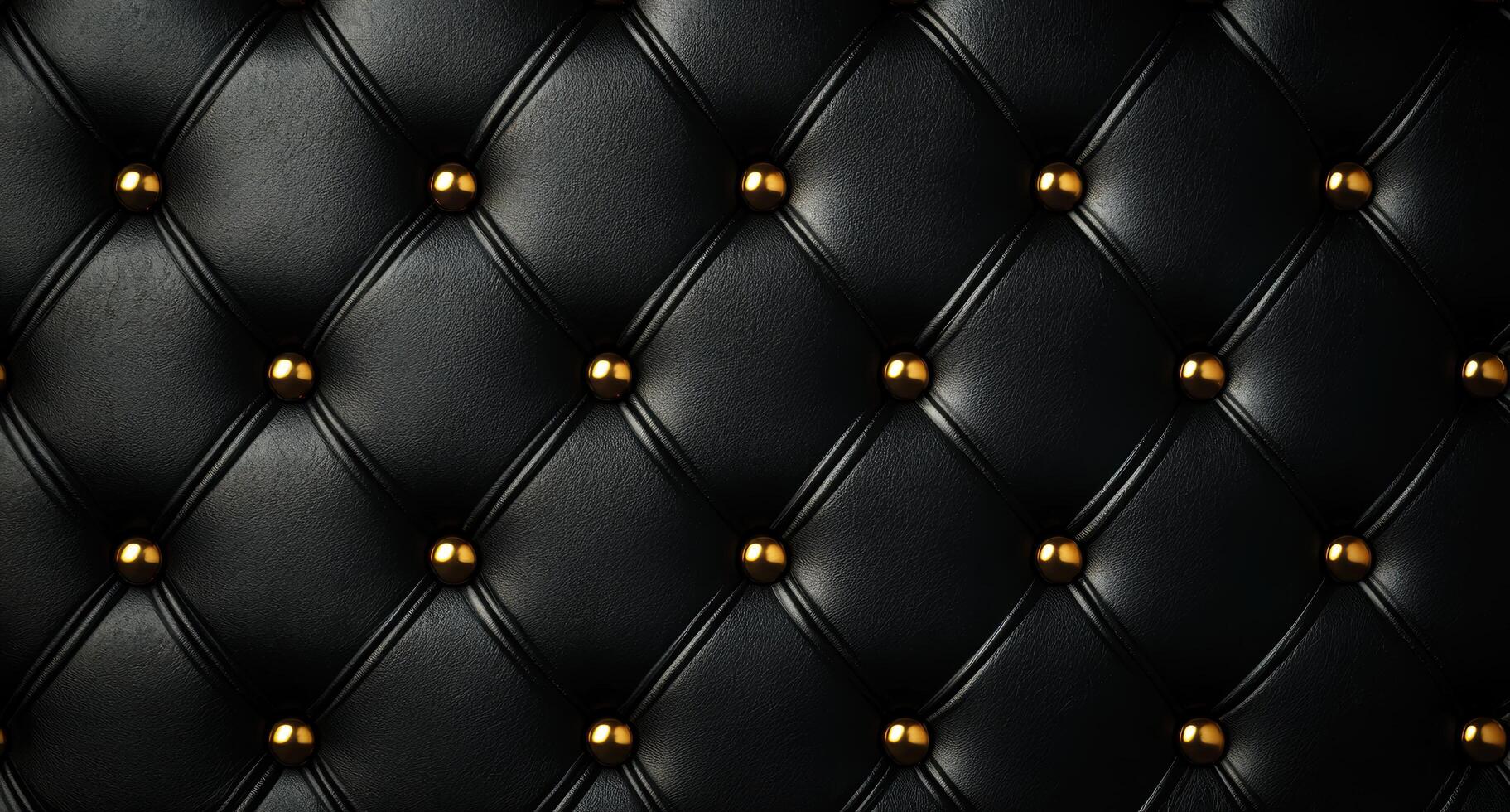 Black leather with gold buttons on the back of the sofa photo
